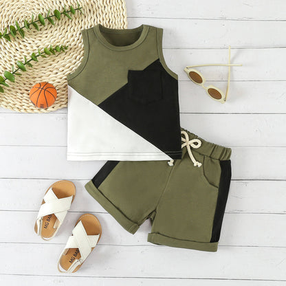 Color Matching Tank Tops and Shorts Baby Cotton Sets