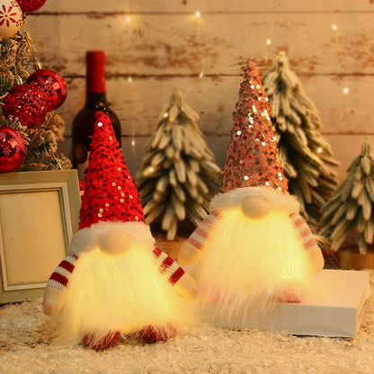 Christmas Sequins with Lights and Faceless Doll Ornaments