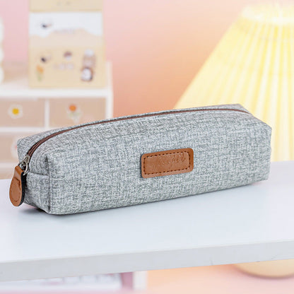 Simple Solid PU Waterpro Single Layer Pencil Bag