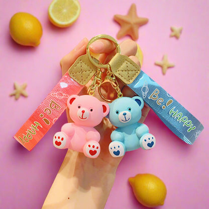 Cartoon Resin Sitting Bear Keychain Cute Keychain