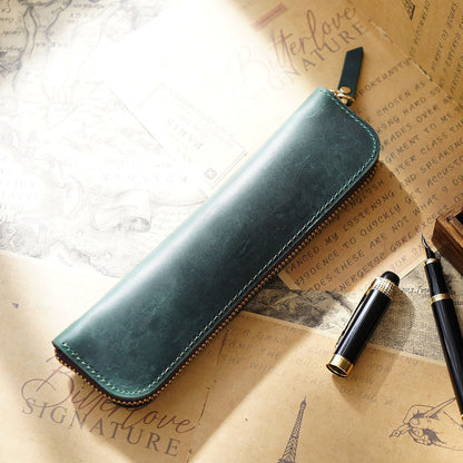 Leather Zipper Zipper Mini Small Portable Simple Pen Bag