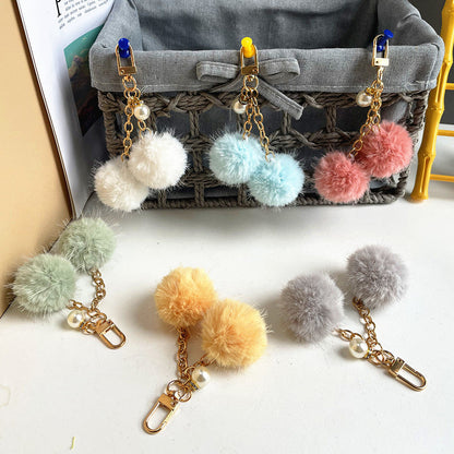Cute Pearl Candy Plush Ball Bags, Keychain Pendants