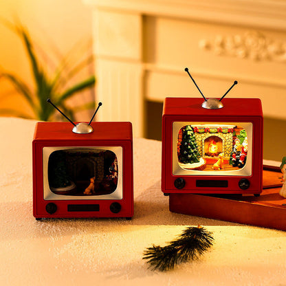 Rotating Music Resin TV Desktop 19cm*13cm*18.5cm Decoration Christmas