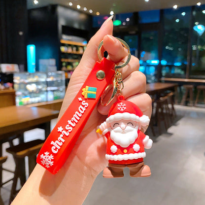 Cartoon Cute Santa Claus Christmas Tree PVC Soft Keychain