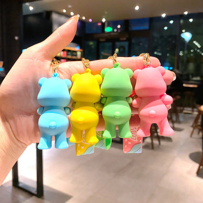 Cartoon Cute Love Bear Keychains Silicone Creative Keychain