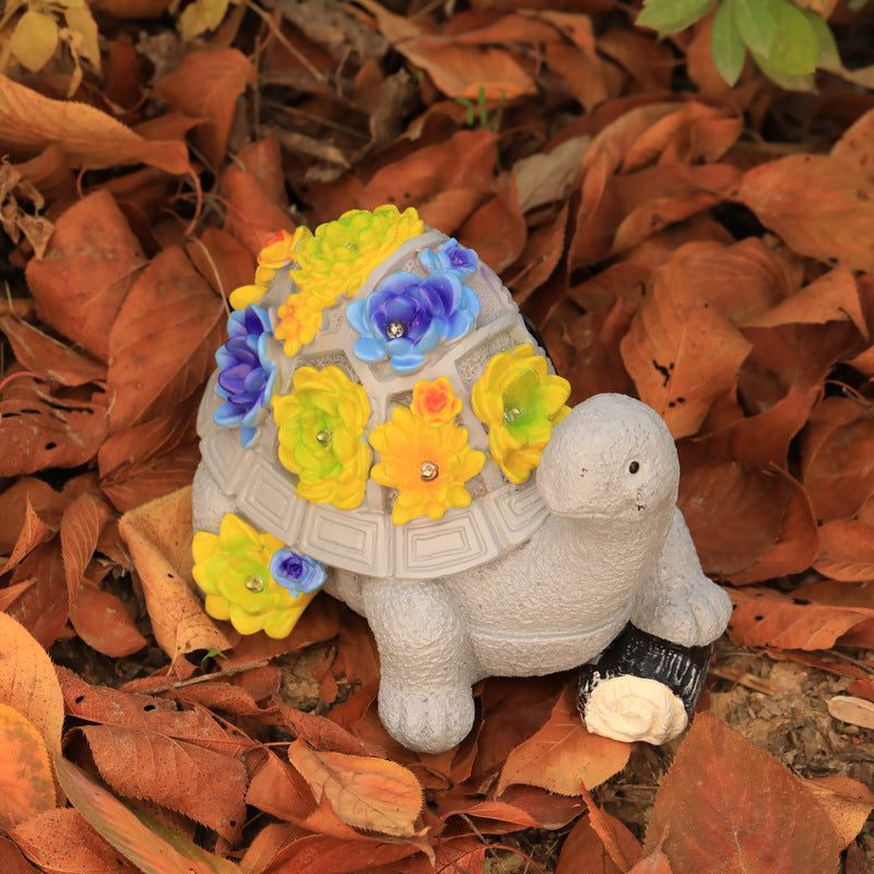 Cartoon Cute Flower Turtle Solar Energy Lamp Resin