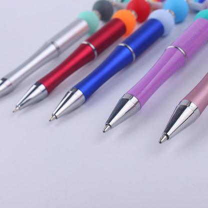 Beadable Pens Rainbow Silicone Beads Plastic Ballpoint Pen