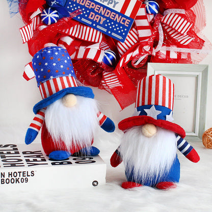 Independence Day Striped Five Star Faceless Fabric Doll