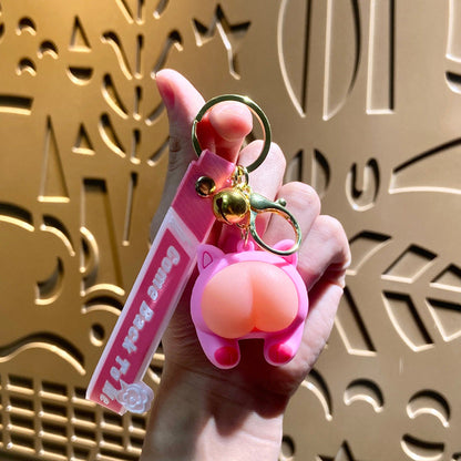 Cartoon Q Elastic Butt Decompression PVC Soft Glue Keychain