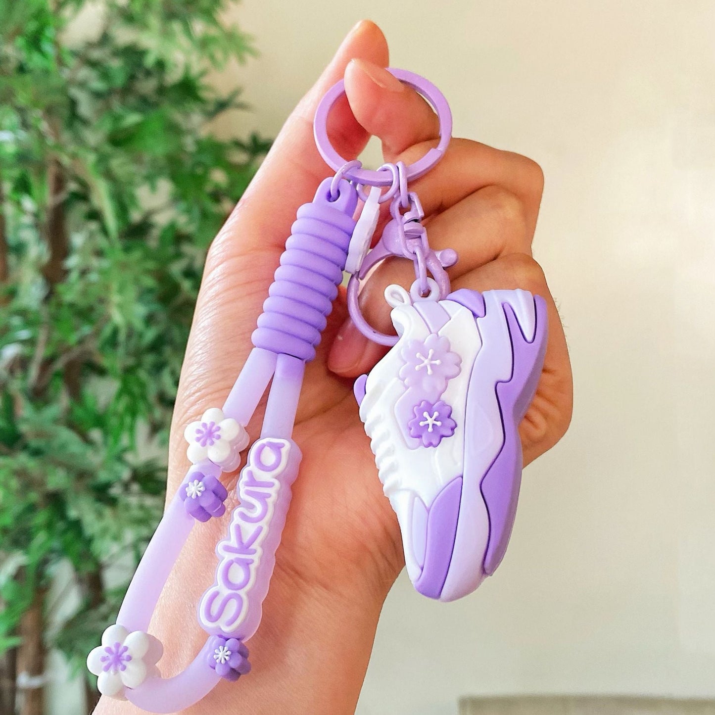 Cartoon Cherry Blossom Rabbit Running Shoes Keychains