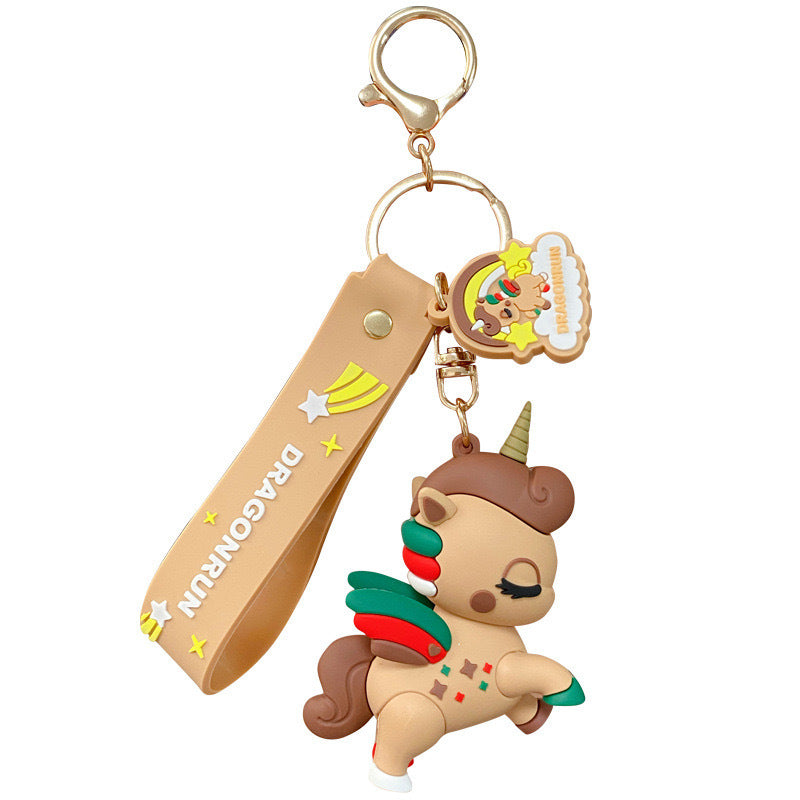 Cartoon Cute Rainbow Horse Unicorn PVC Keychain Cute Keychain