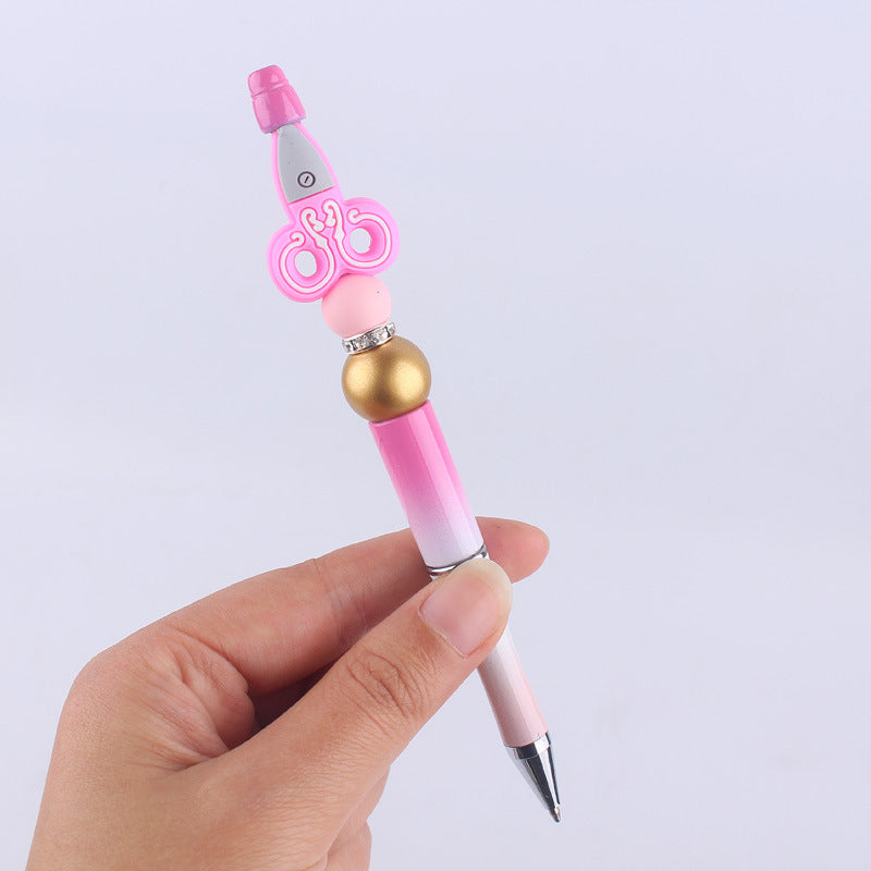 Cartoon Silicone Scissors, Handmade Plastic Bead Pens