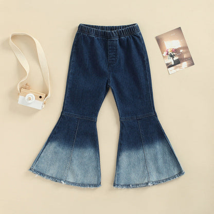 Children's Abstract Printed Cotton Stretch Denim Flared Pants