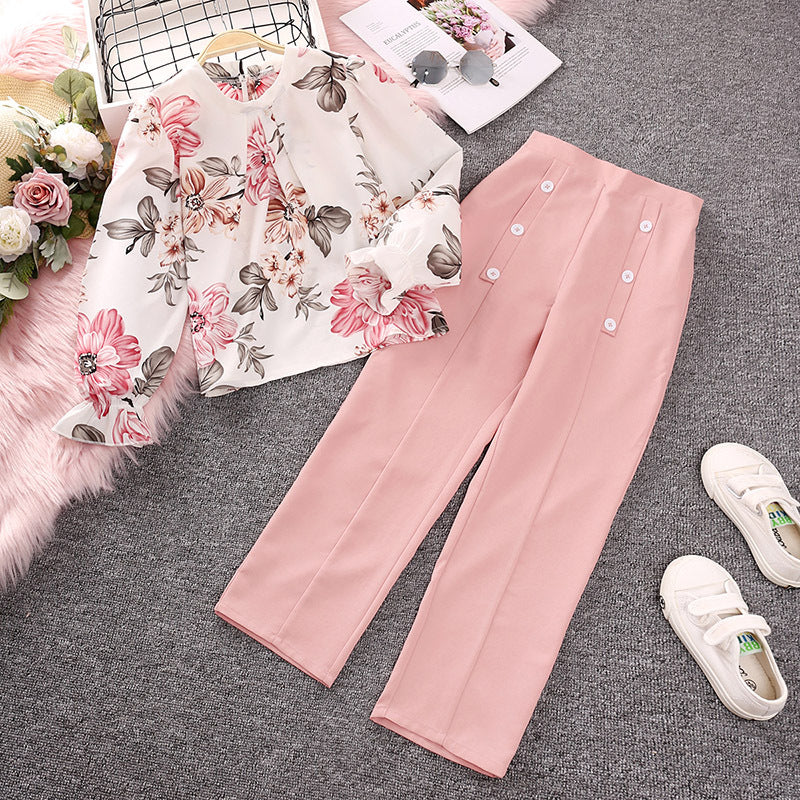 Wholesale Printed Long Sleeve Polyester Baby Clothes Set