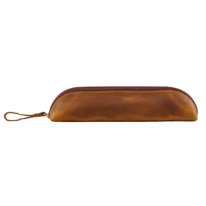 Extend The Head Layer Cowhide Simple Pen Bag