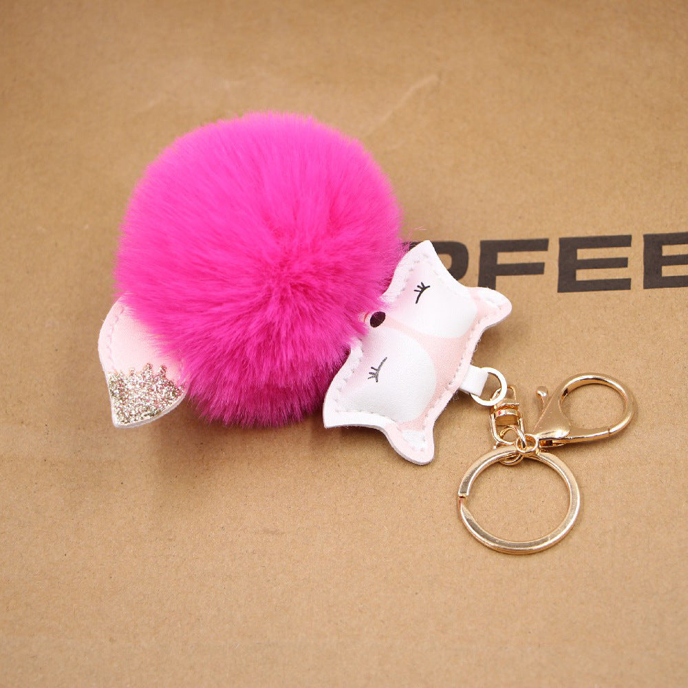 Fox Pu Leather Plush Bag Keychain