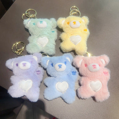 Cartoon Love Teddy Bear Plush Keychain
