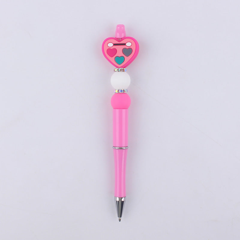 Pink Girls Silicone Beads Beaded Ballpoint Pen
