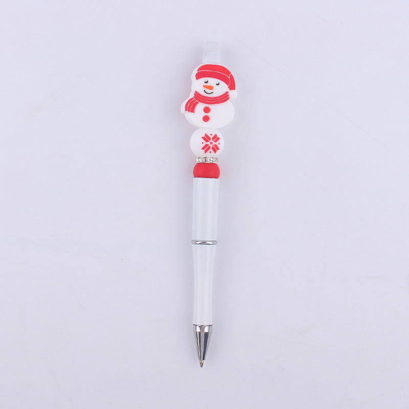 Cartoon Christmas Snowman Tree Beadable Silicone Beaded Ballpoint
