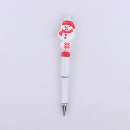 Cartoon Christmas Snowman Tree Beadable Silicone Beaded Ballpoint