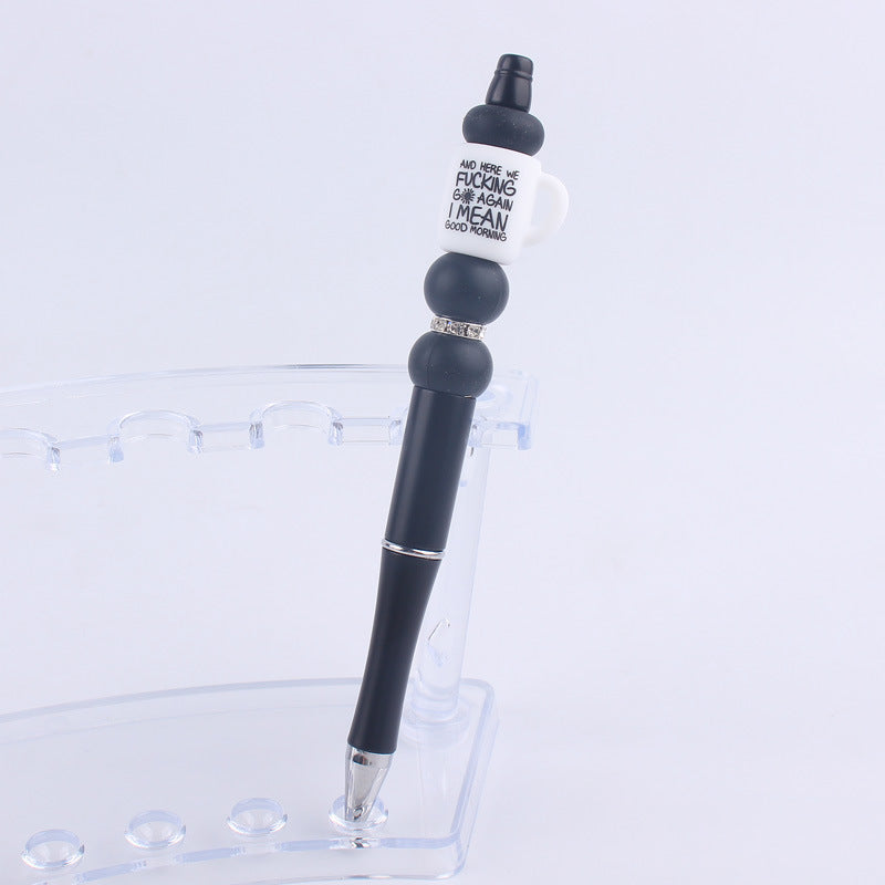 Handmade Bead Pen Cartoon Cup Silicone Ballpoint Pen