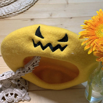 Halloween Smiley Pumpkin Witch Wool Parent-child Beret Hat
