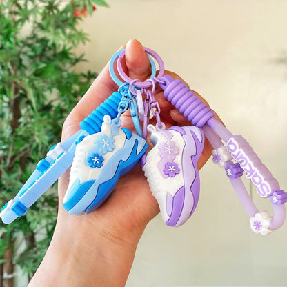 Cartoon Cherry Blossom Rabbit Running Shoes Keychains