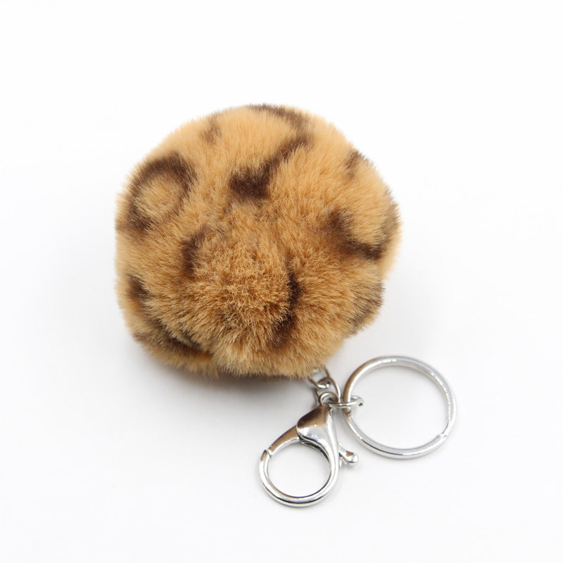Polyester Leopard Fur Ball Keychain