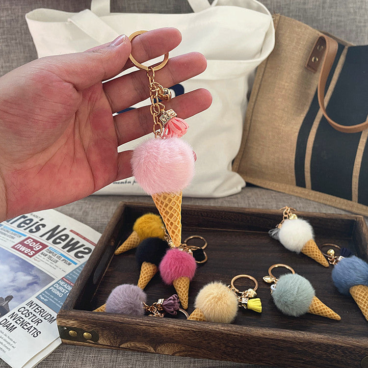 50PCS Ice Cream Cartoon Plush Key Chain Pendant
