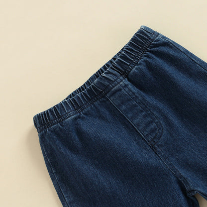 Children's Abstract Printed Cotton Stretch Denim Flared Pants