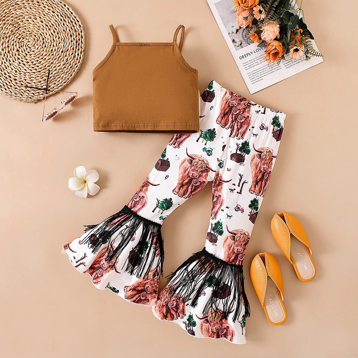 Polyester Clothes Letter Pants Fashionable Two Piece Set