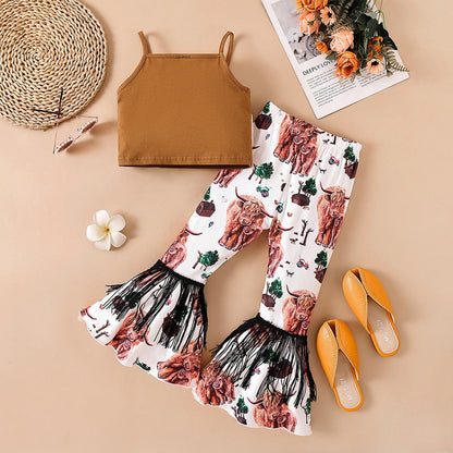 Polyester Clothes Letter Pants Fashionable Two Piece Set