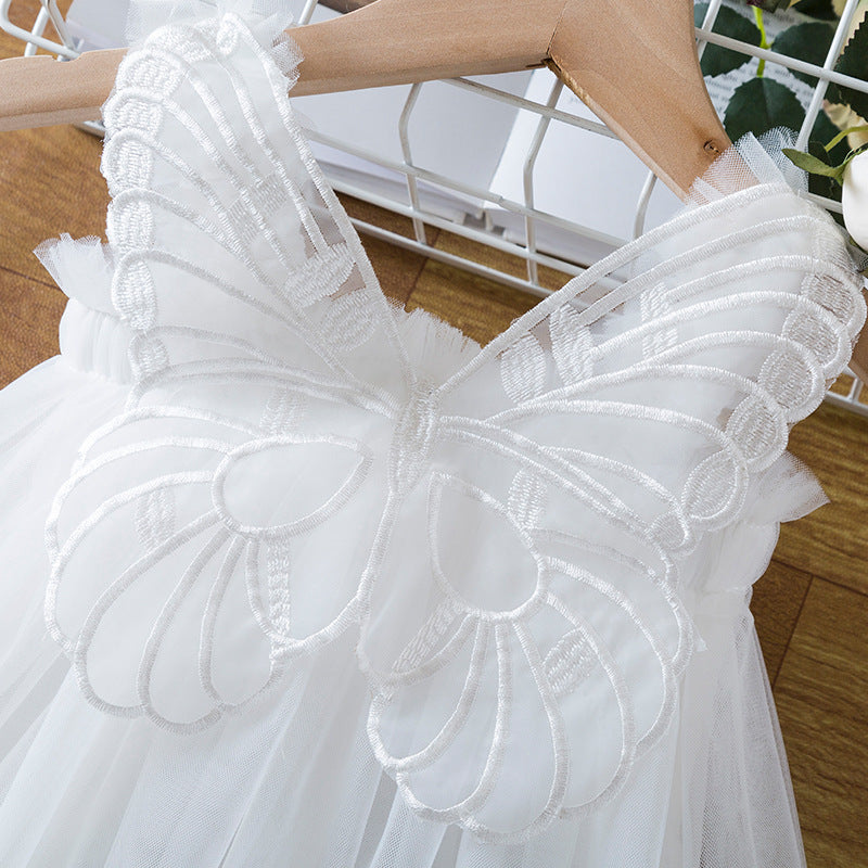 Polyester Children's Three-dimensional Wing Mesh Dress