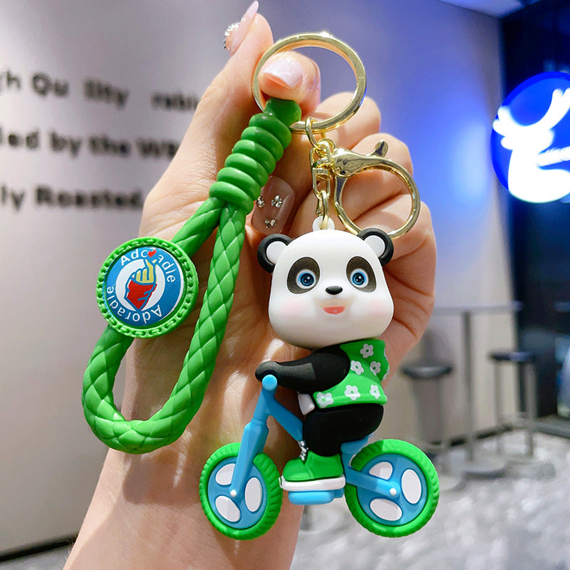 Cartoon Cycling Panda PVC Keychain Cute Keychain