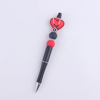 Handmade Bead Pen Stethoscope Love Silicone Ballpoint Pen