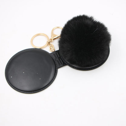 Small Mirror Hair Ball Bag Alloy Keychain