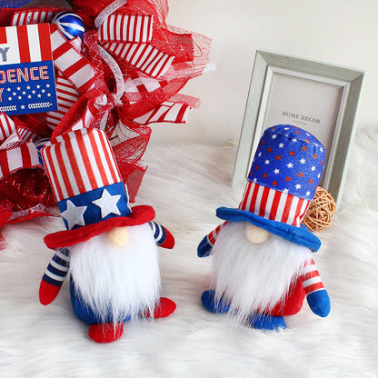 Independence Day Striped Five Star Faceless Fabric Doll