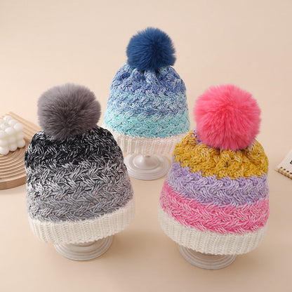Wholesale Children's Winter Hats Plus Velvet Color Matching Beanie Ear Protection Hats