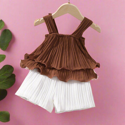 Children's Pleated Chiffon Suspender Solid Color Skirt Baby Clothes