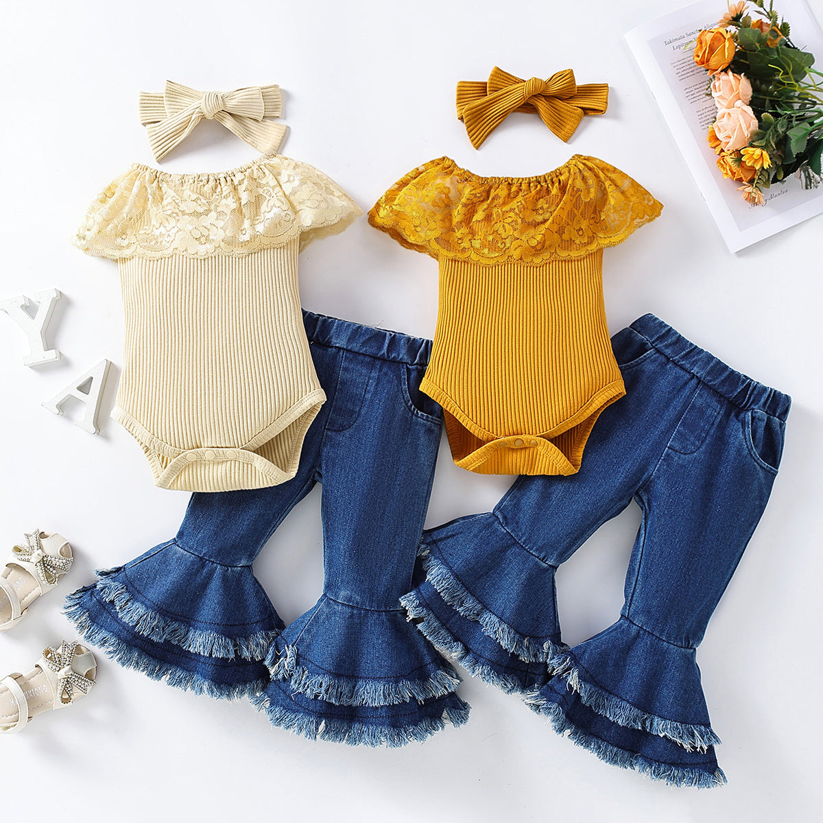 Polyester One-piece Girls Summer Suit