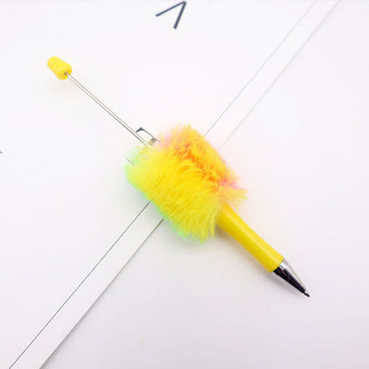 Colorful Beadable Pen Plush Pom Pom Beadable Pen