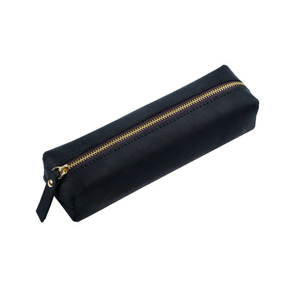 Handmade Cowhide Pen Large Capacity Storage Bag Zipper Pen Bag