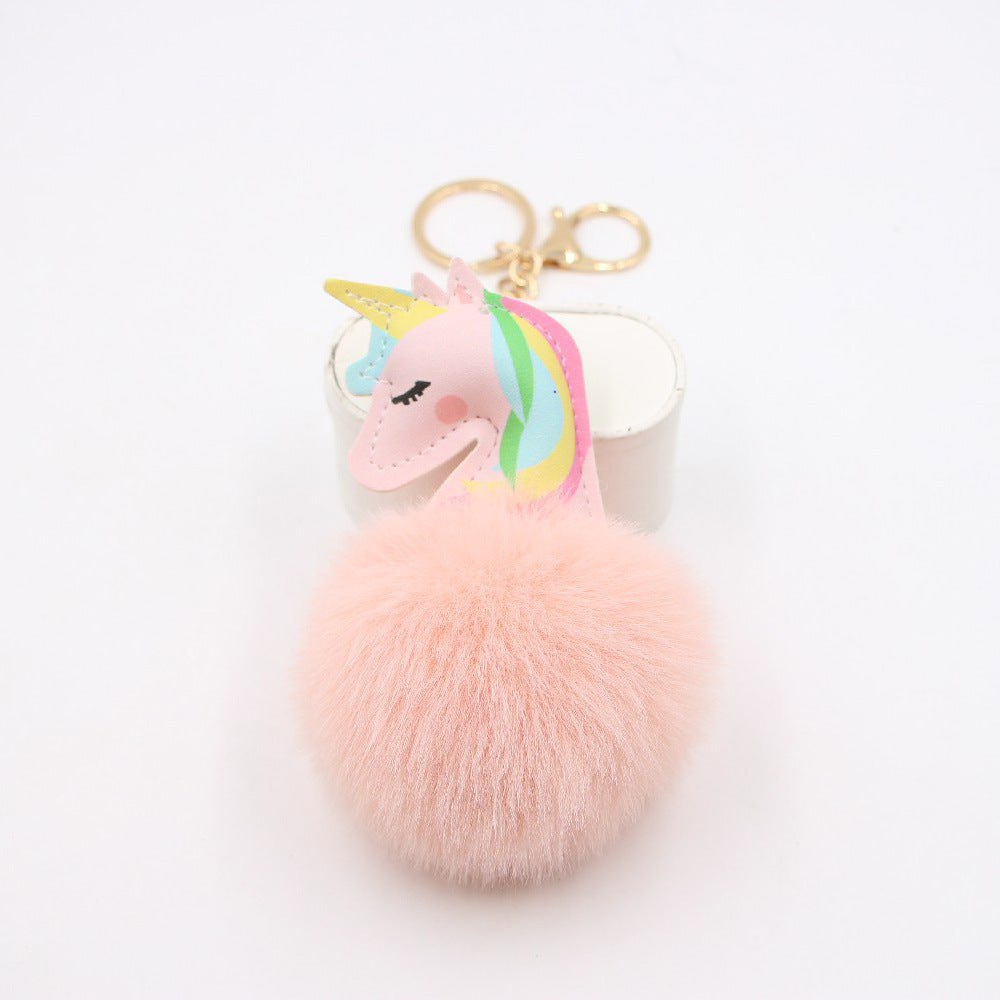 Artificial Fur Unicorn Fur Ball Keychain