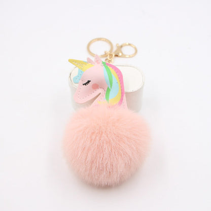 Artificial Fur Unicorn Fur Ball Keychain