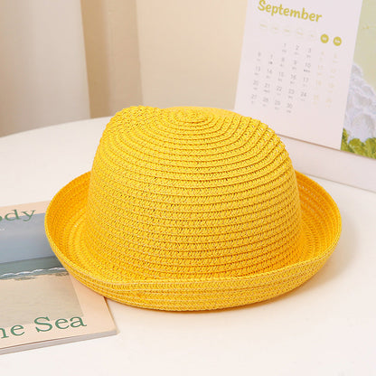Cute Cartoon Children's Hats Colored Hats Cat Ears Straw Hats