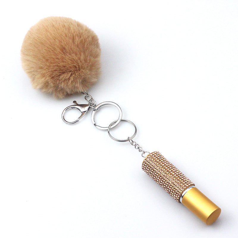 Alloy Hair Ball Perfume Spray Bottle KeyChain