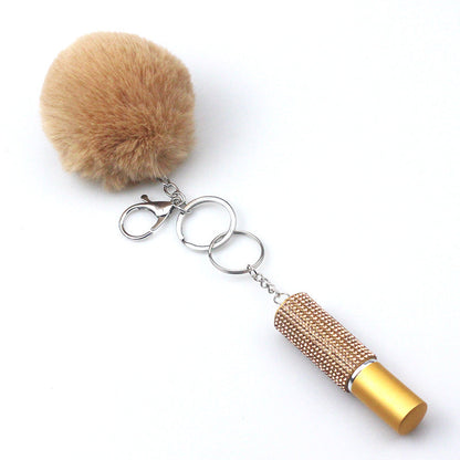 Alloy Hair Ball Perfume Spray Bottle KeyChain