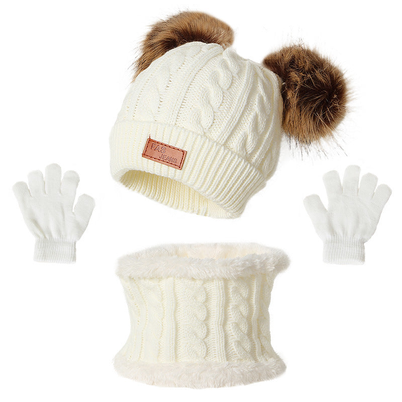 Wholesale Children Woolen Hat Scarf Gloves Three Piece Set