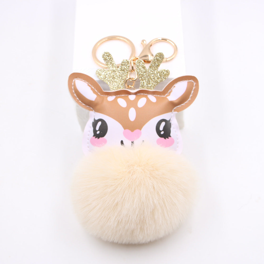 Christmas Cute Fawn Plush Keychain