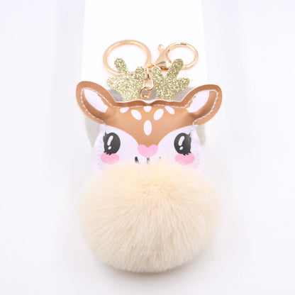 Christmas Cute Fawn Plush Keychain
